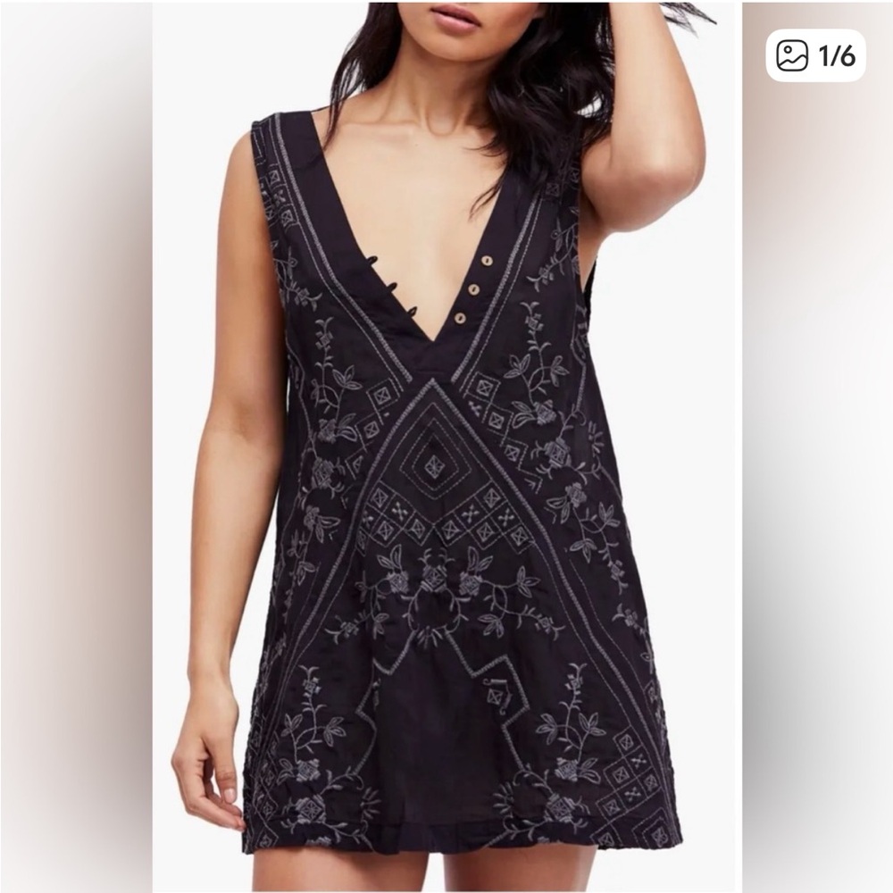 Free People Sweetest Shiftly Embroidered Minidress